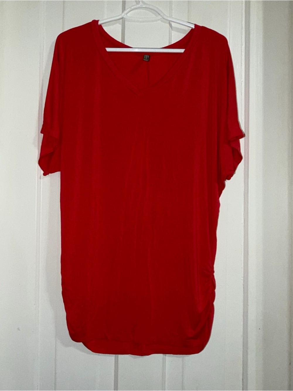 Women's plus size 3X shirt Red V-Neck Short Sleeve Top blouse